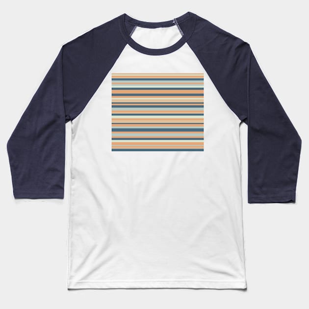 Stripped design in retro neutral pink and blue tones Baseball T-Shirt by F-for-Fab